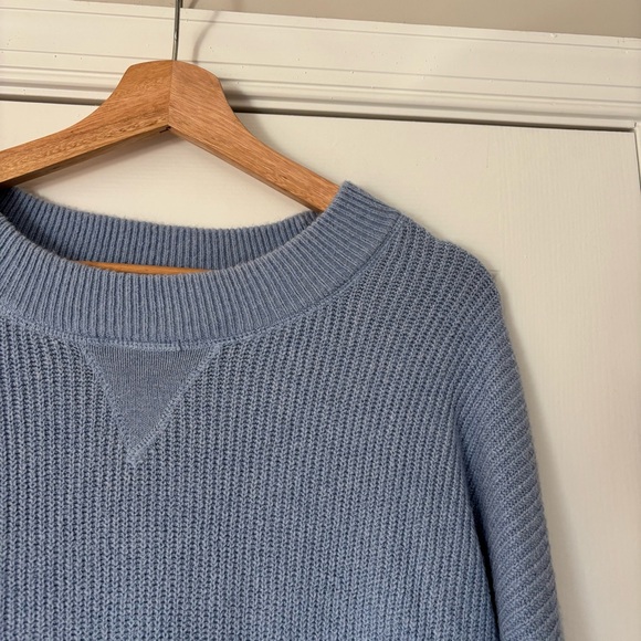 Aerie Oversized Cozy Up Ribbed Sweater Light Blue L Warm Soft Rib Knit Winter - Picture 4 of 8